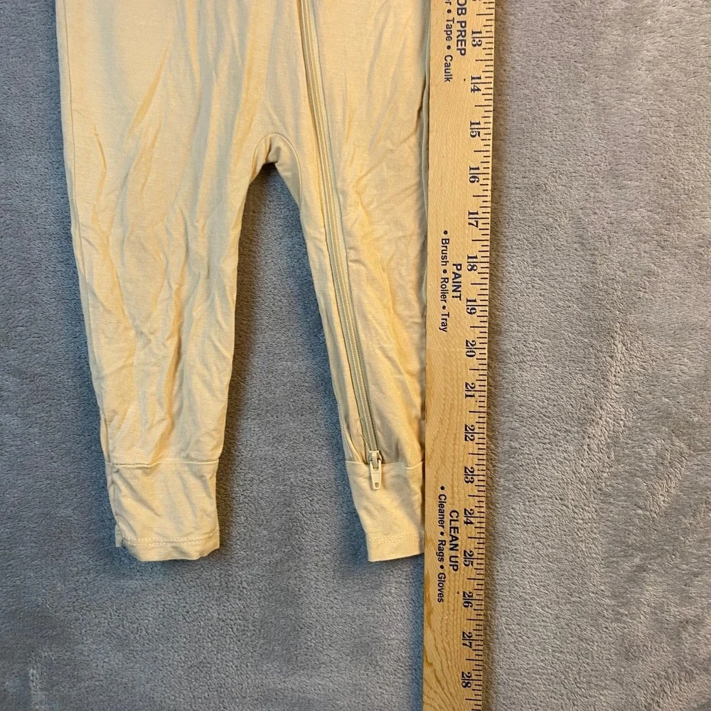 Guisby Baby Bamboo Romper 12-18 Months Cream Short Sleeve 2 Way Zip Pajamas